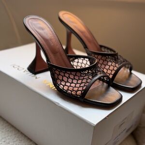Amina Muaddi Lupita 95 Mesh Mules (Brown) (size 7.5)